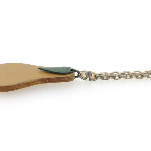 HERMES Keychain fruit motif beige leather �~ Silver hardware Auth used L3046 - Picture 6 of 6